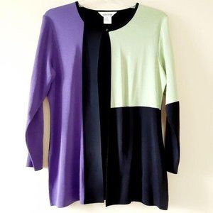 Misook Exclusive SZ Medium Color Block Cardigan Women's Office Dressy Elegant